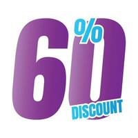 60 per cento sconto affare icona, 60 per cento speciale offrire sconto vettore, 60 per cento vendita prezzo riduzione offerta, Venerdì shopping vendita sconto percentuale design vettore