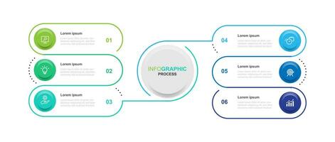 moderno design modello Infografica vettore elemento con icone e 6 passo processi o opzione adatto per attività commerciale informazione e bandiera presentazione