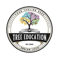 formazione scolastica albero vettore logo, libro e albero, formazione scolastica design