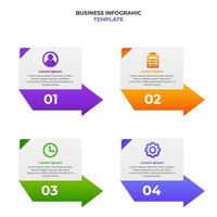 rettangolo con modello di elemento infografica aziendale sfumatura freccia. vettore