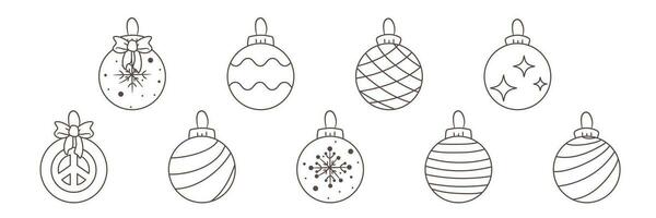 vettore impostato di nove diverso isolato Natale ornamenti, giocattoli per natale albero. schema illustrazione per festivo design