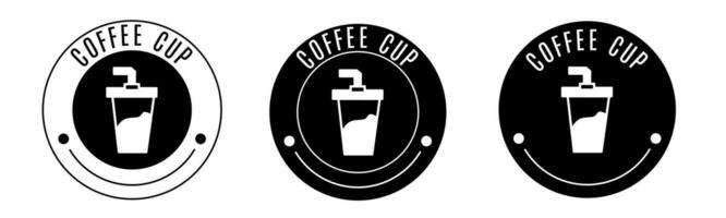 nero e bianca illustrazione di caffè tazza icona nel piatto. azione vettore. vettore