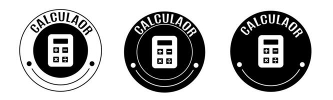 nero e bianca illustrazione di calcolatrice icona nel piatto. azione vettore. vettore