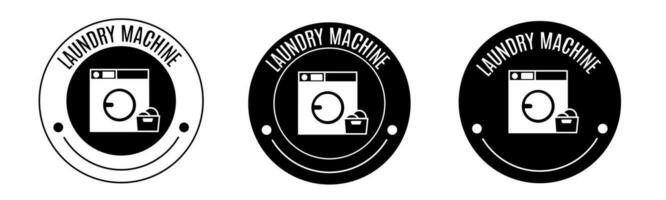 nero e bianca illustrazione di lavanderia macchina icona nel piatto. azione vettore. vettore