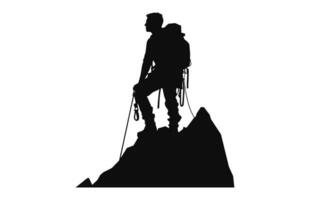 un' silhouette di alpinista arrampicata nero vettore
