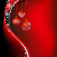 Illustrazione di Natale con palla rossa e fiocchi di neve vettore