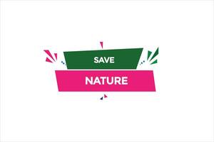 nuovo sito web, clic pulsante Salva natura, livello, cartello, discorso, bolla striscione, vettore