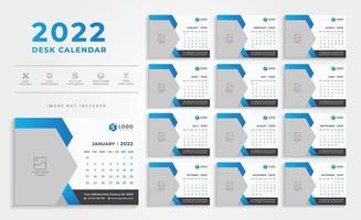 design moderno blu del calendario da tavolo 2022 vettore