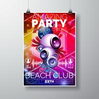 Vector Amazing Party Flyer Design con altoparlanti sul colore di sfondo