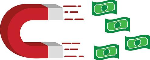 i soldi magnete, attrarre i soldi icona vettore