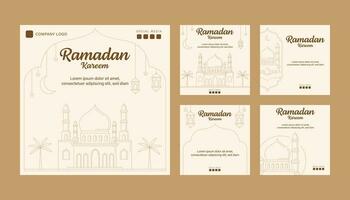 Ramadan vettore linea arte o monoline stile instagram inviare modello collezione