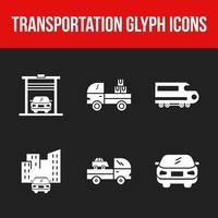 set di icone di icona del glifo di trasporto unico vettore