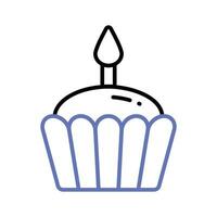 afferrare Questo accuratamente artigianale icona di cupcake, piccolo Cupcake con candela su esso, compleanno torta vettore design