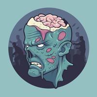 illustrazione di cartone animato testa di zombie vettore