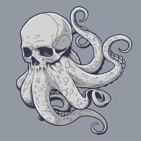 teschio con illustrazione di tentacoli di polpo, octoskull vettore