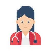 femmina avatar avendo stetoscopio denotando concetto piatto icona di signora medico vettore