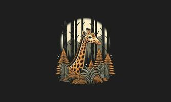giraffa su foresta vettore illustrazione portafortuna design