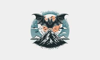 grande pipistrello su montagna vettore illustrazione piatto design