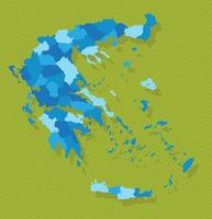 Grecia carta geografica con regioni blu politico carta geografica verde sfondo vettore illustrazione