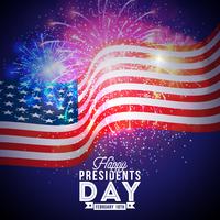Happy Presidents Day dell&#39;illustrazione di vettore di USA Celebration Design con bandiera
