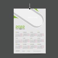 calendario vettoriale da parete di 12 mesi di colore verde 2022 design