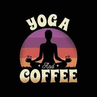 yoga allenarsi citazione detti t camicia design. yoga e caffè amante t camicia. vettore