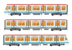 dettagliato metropolitana treno auto impostato isolato. metropolitana ferrovia auto su bianca. moderno urbano la metropolitana. passeggeri esprimere ferrovia. Ferrovia pubblico trasporto. rapido trasporto. piatto vettore illustrazione