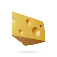 3d triangolare pezzo di formaggio isolato su bianca. rendere formaggio icona. latte latteria Prodotto. realistico biologico salutare cibo simbolo. vettore illustrazione