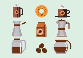 Set di elementi di caffè vettore