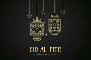 eid al-Fitr mubarak saluto carta con moschea e Arabo testo vettore