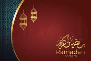 Ramadan kareem saluto carta con Arabo calligrafia Ramadan kareem vettore