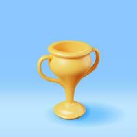 3d d'oro campione trofeo isolato. rendere oro tazza trofeo icona. oro trofeo per gare. premio, vittoria, obiettivo, campione risultato, premio, gli sport premio, successo concetto. vettore illustrazione