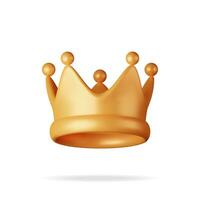 3d oro corona icona isolato su bianca. rendere d'oro corona emoji simbolo. emoticon per vip, ricco, vincitore lusso premio successo. cliente feedback, valutazione o stato segni. realistico vettore illustrazione