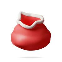 3d Aperto vuoto Santa Claus sacco isolato. rendere rosso stoffa Borsa per i regali. contento nuovo anno decorazione. allegro Natale vacanza. nuovo anno e natale celebrazione. realistico vettore illustrazione