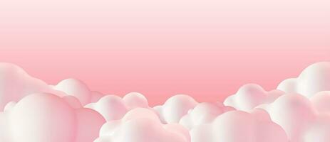 bellissimo soffice nuvole su rosa cielo sfondo. collezione di cartone animato cumulo nube. rendere bolla carino cerchio sagomato Fumo o cumulo nebbia simbolo. vettore illustrazione