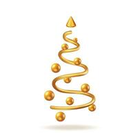 3d astratto Natale albero con oro spirale e palle isolato. rendere abete rosso, sempreverde albero icona. saluto carta, festivo manifesto festa inviti. Natale e nuovo anno. cartone animato vettore illustrazione