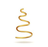 3d Natale albero a partire dal oro spirale isolato. rendere d'oro elica abete rosso albero icona. saluto carta, festivo manifesto, festa inviti elemento. Natale e nuovo anno. cartone animato vettore illustrazione