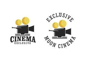 semplice logo vintage luna cinema vettore