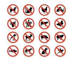 divieto cartello fermare animale domestico. animali domestici non permesso cartello. no animali domestici permesso cartello vettore