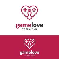 cuore di amore del gioco con modello di progettazione del logo del bastone del controller di gioco vettore