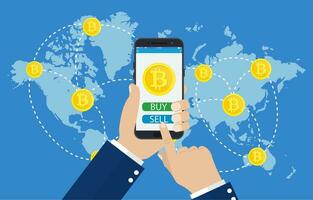 mobile bitcoin attività commerciale. vettore