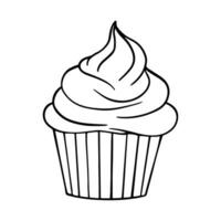 Cupcake silhouette design. Cupcake cartone animato illustrazione nel nero colore vettore