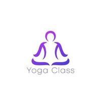 logo della lezione di yoga, uomo nella posizione del loto vettore