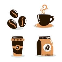 Vettore disegnato a mano degli elementi del caffè