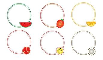 carino cerchio confine telaio illustrazione clipart per bambini o foglio di lavoro con frutta decorazione vettore