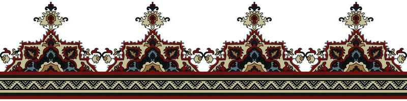 tappeto modello tessile digitale design motivo modello arredamento mano fatto opera d'arte telaio regalo carta sfondo donne stoffa davanti indietro e duppata Stampa elemento di barocco ornamento paisley astratto confine tappeto vettore