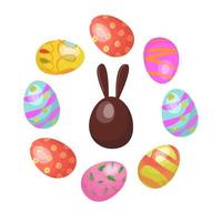 uova di Pasqua dipinte e vettore di uova di cioccolato