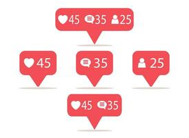simboli per sociale Rete. notifica icone sociale media modello cuore, commento, richiesta nel amico. vettore illustrazione nel piatto stile