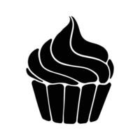 Cupcake silhouette design. Cupcake cartone animato illustrazione nel nero colore vettore