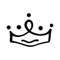 corona icona nel mano disegnato scarabocchio stile isolato su bianca sfondo. re corona schizzi, maestoso tiara, re e Regina reale diademi vettore. linea arte Principe e Principessa lussuoso testa Accessori. vettore